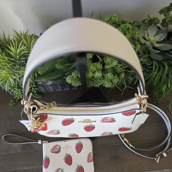 NWT Coach Teri Strawberry Print HOBO With Matching Wristlet And Unbranded Charm - Picture 5 of 16